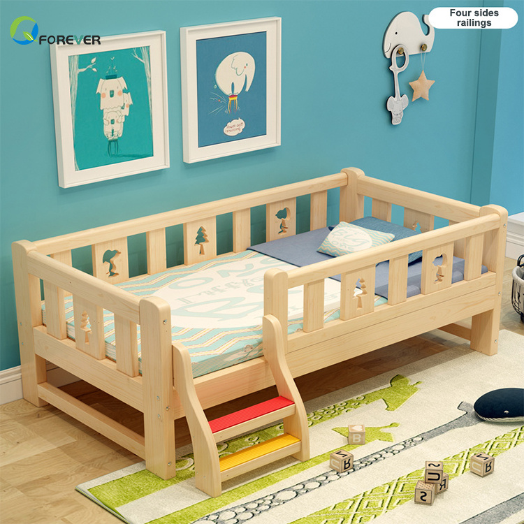 Modern High Quality Solid Pine Wooden Creative Children Bedroom Furniture Sets Kids Single Bed