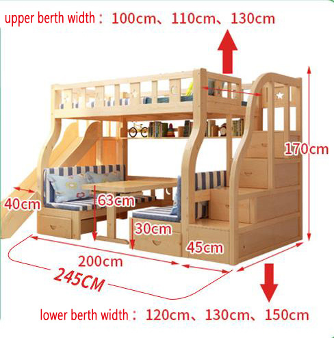 Factory Direct Wooden Furniture Double Bed Solid Wood Bunk Bed With Stairs/ladders Bunk Bed For Adult/Children