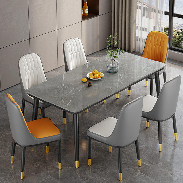 YQ FOREVER Luxury Design Dining Room Table Home Furniture Set For  6 Seater Chairs With Marble Top