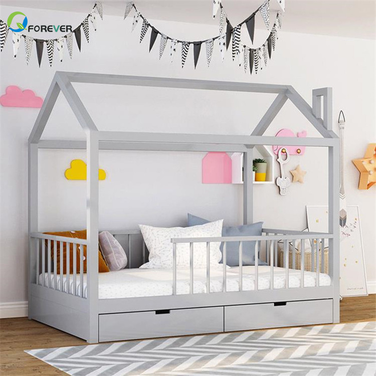 Nordic Style Solid Wood Baby Child Student Single Double Princess Bed Wooden Frame Photography Photo House Props Bed