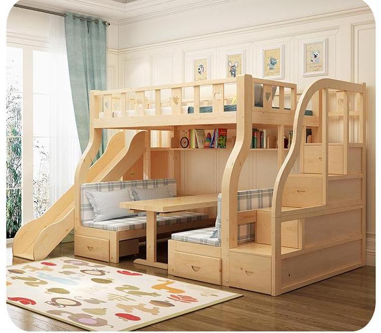 Factory Direct Wooden Furniture Double Bed Solid Wood Bunk Bed With Stairs/ladders Bunk Bed For Adult/Children