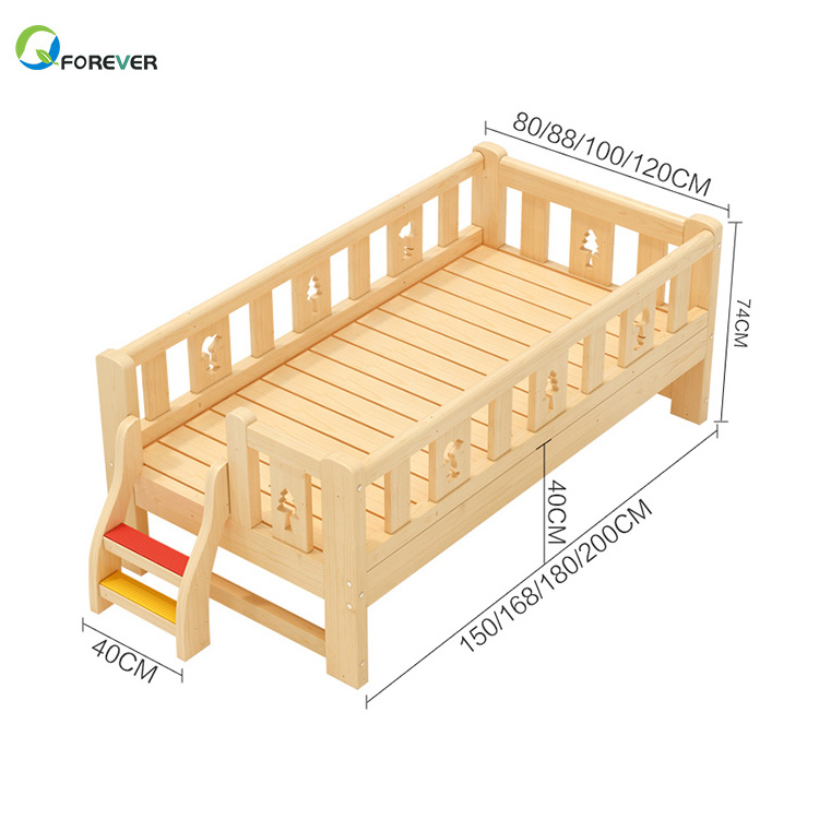 Modern High Quality Solid Pine Wooden Creative Children Bedroom Furniture Sets Kids Single Bed