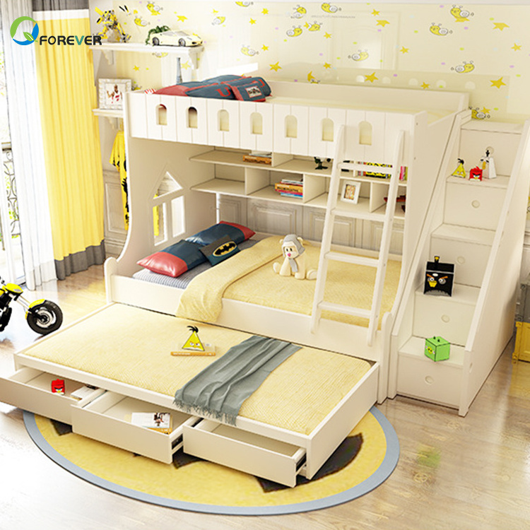 Solid Wood Children'S Bed Princess Boy Double Bed Mother Adult combination  Bunk Bed