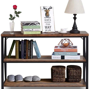 YQ Forever Rustic TV Stand 3-Tier Industrial Hallway Entryway Open Bookshelf Net Storage Living Room Bedroom Console Sofa Table