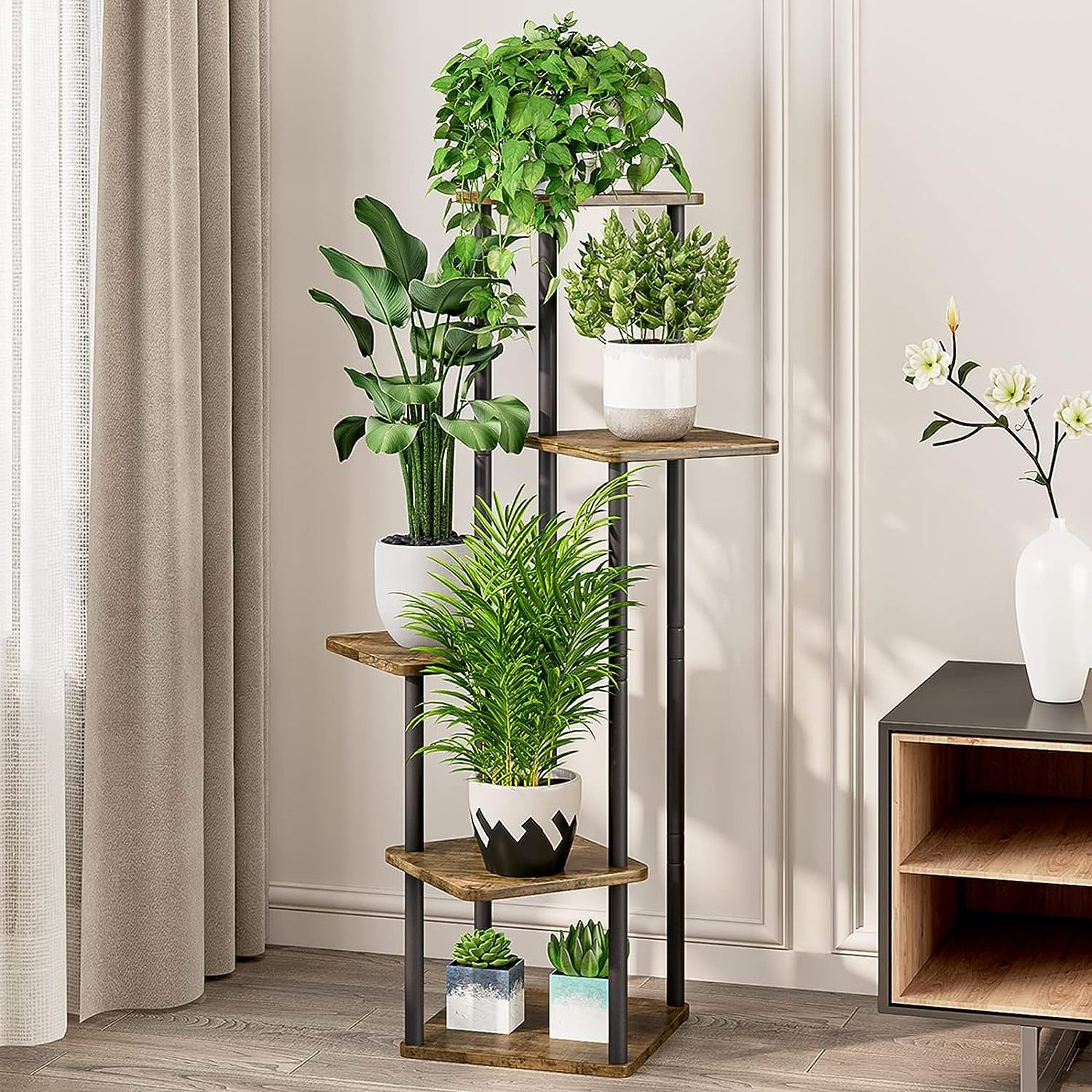 YQ FOREVER Metal Shelf for Multiple Corner Tall Flower Holders Patio Garden Balcony Bedroom Plant Stands for Indoor Plants