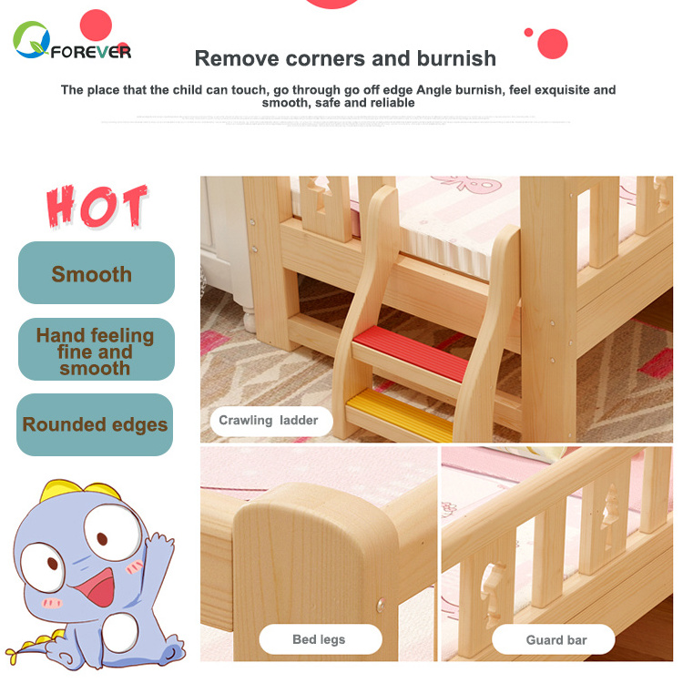 Modern High Quality Solid Pine Wooden Creative Children Bedroom Furniture Sets Kids Single Bed