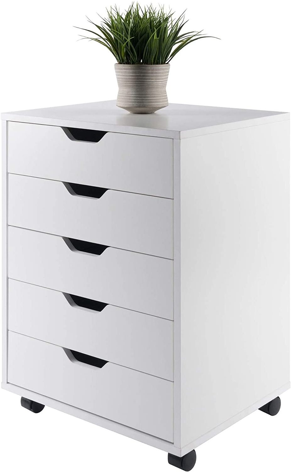 white drawer unit on casters 5 drawer Storage office drawer chest cabinet with wheels