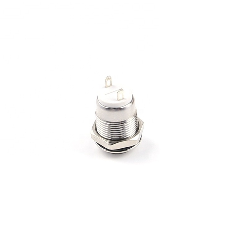 12-P10Y-S 12mm Flat Round 1NO 2 Pin Position Stainless Steel Momentary Latching Metal On Off Push Button Switches