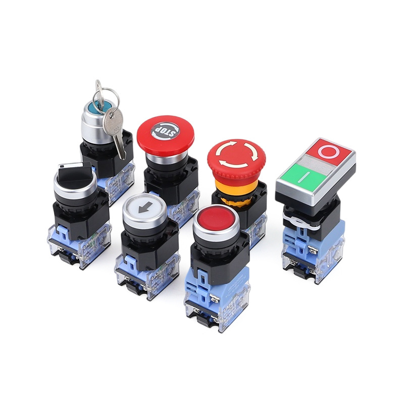 LA38 Rotary Selector Mushroom Head Self-Resetting Latching Momentary Illuminated Start Metal Emergency Stop Push Button Switch