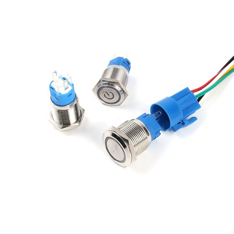 12/16/19/22mm 3/4/5 Pin Position Waterproof 12V Self Locking illuminated Momentary ON/OFF Led Latching Metal Push Button Switch