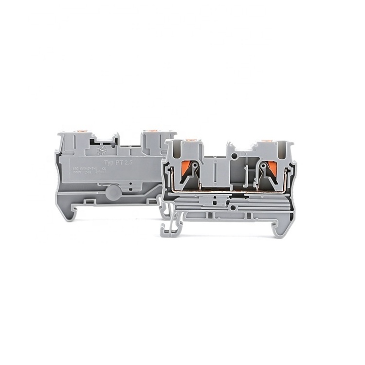 PT 2.5 Installation Screwless Pluggable Quick Wire Connector Mount Electrical Push in Spring Cage Din Rail Terminal Blocks