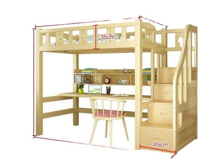 YQ JENMW Bedroom Furniture Solid Wood Children Up and Down Colorful Bunk Bed