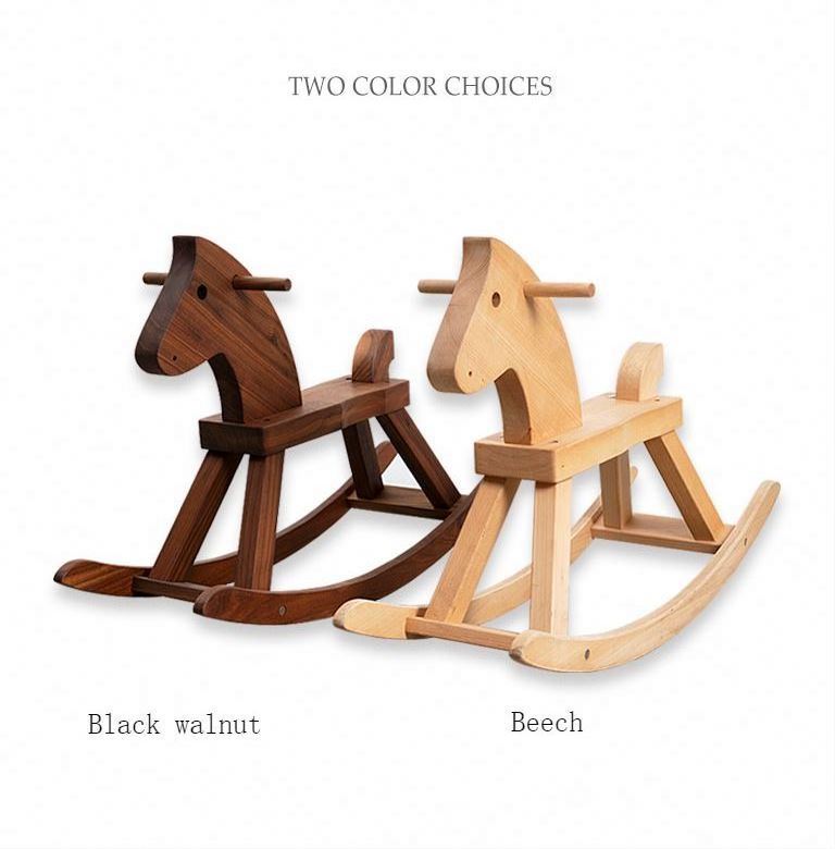 YQ JENMW All solid wood wooden horse children's rocking horse toddler toys adults can sit