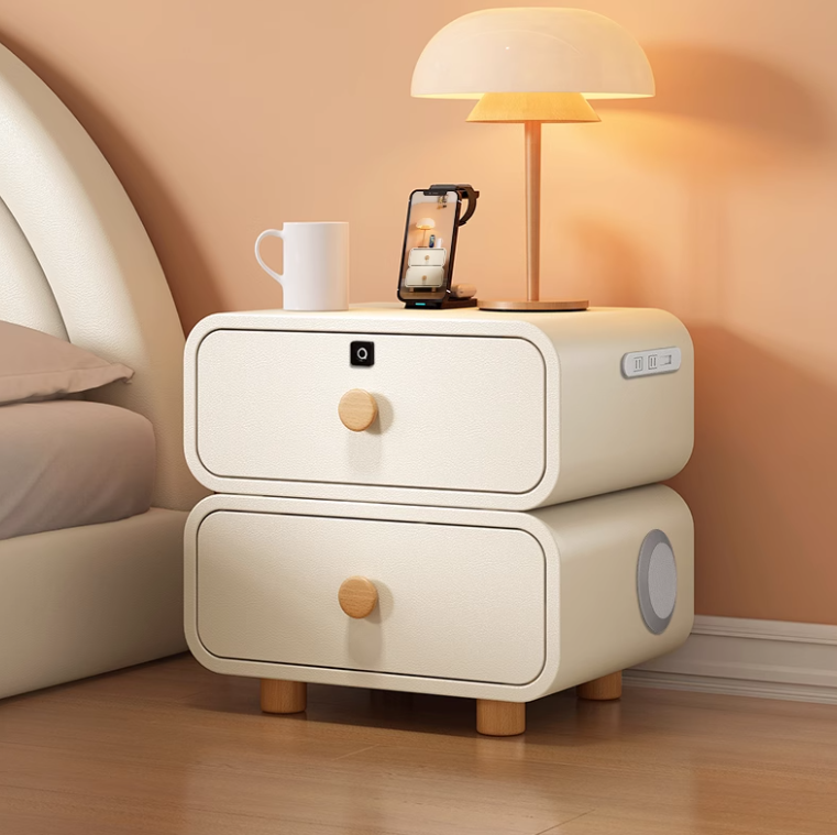 Multi functional intelligent bedside table with fingerprint lock, USB plug, bedside storage cabinet