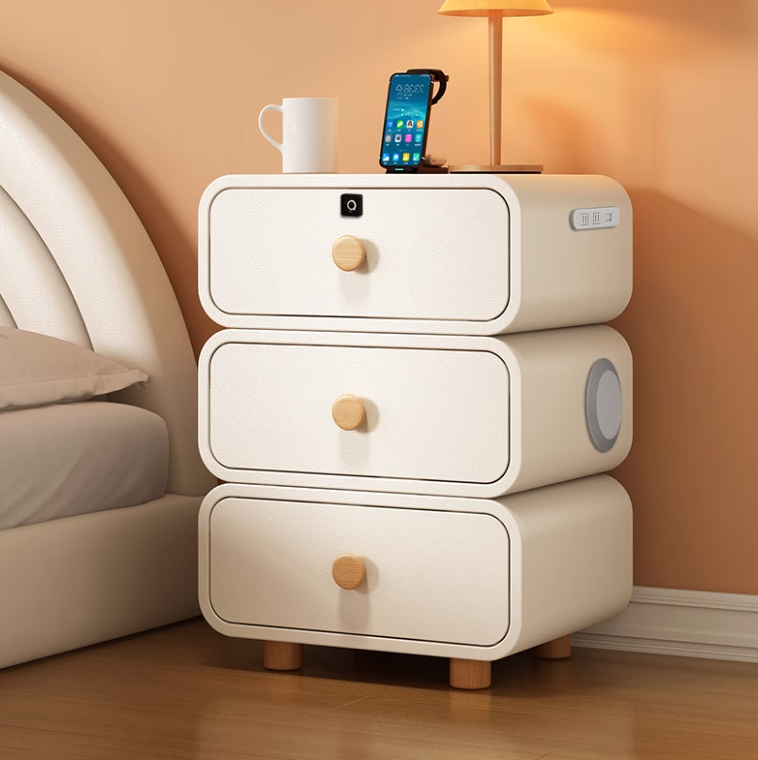 Multi functional intelligent bedside table with fingerprint lock, USB plug, bedside storage cabinet