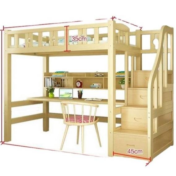 YQ JENMW Bedroom Furniture Solid Wood Children Up and Down Colorful Bunk Bed