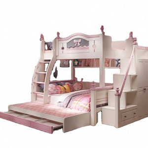 YQ JENMW Bunk bed mother and child two-layer children's bed girl princess bed with slide