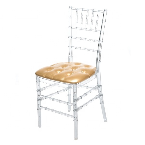 Polycarbonate event crystal chavari chiavari tifanny chair with cushion for wedding venue