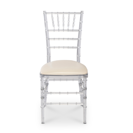 Polycarbonate event crystal chavari chiavari tifanny chair with cushion for wedding venue