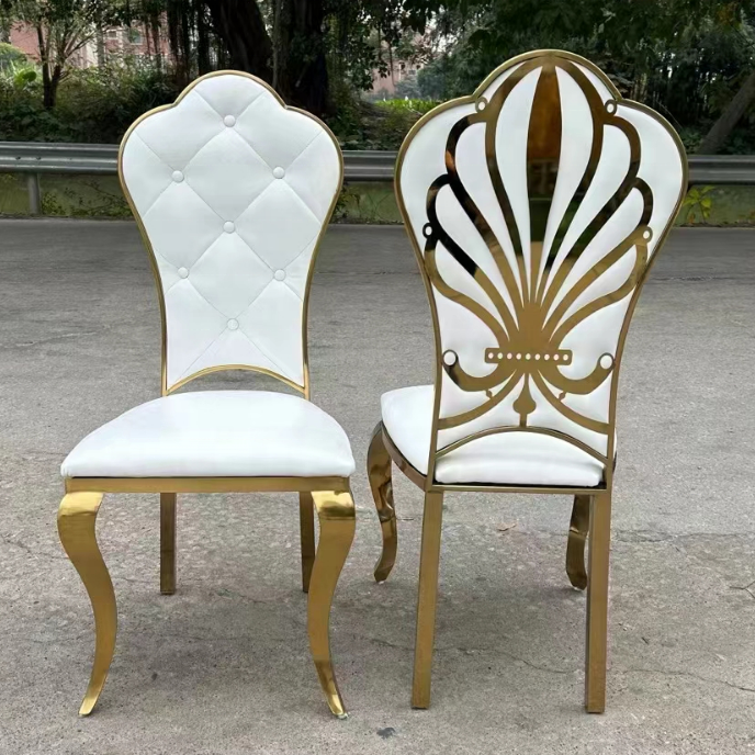 2024 china latest new fancy wholesale luxury chrome stainless steel metal restaurant wedding chair for reception