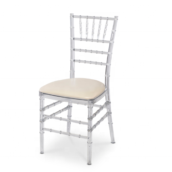 Polycarbonate event crystal chavari chiavari tifanny chair with cushion for wedding venue