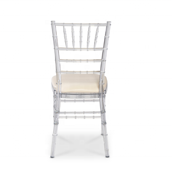 Polycarbonate event crystal chavari chiavari tifanny chair with cushion for wedding venue