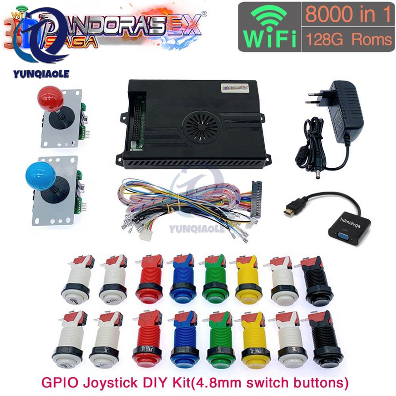 3d Pd Saga Ex Board 8000 In 1 Wifi Diy Kit 2 Playes Arcade Game Cabinet 8 Way Joystick With American Style Push Button Kit