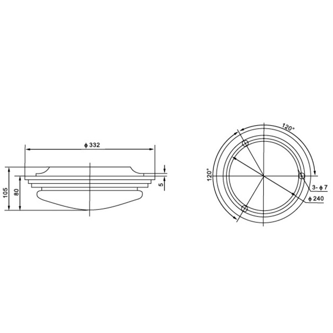 Marine round double-bulb incandescent ceiling light fitting fixture