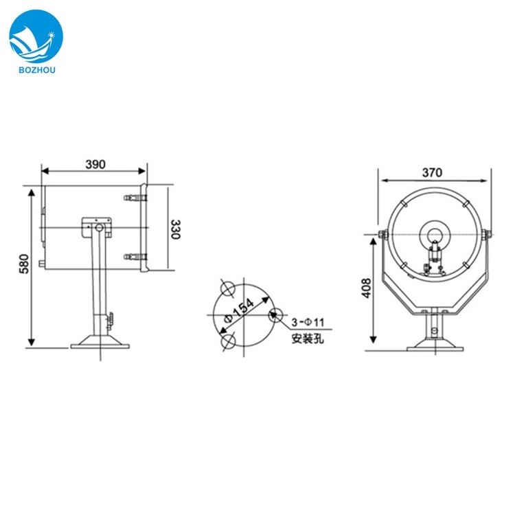 IMPA 370481 BOZHOU TG27 Stainless Steel 1000W Marine Search Light For Boat