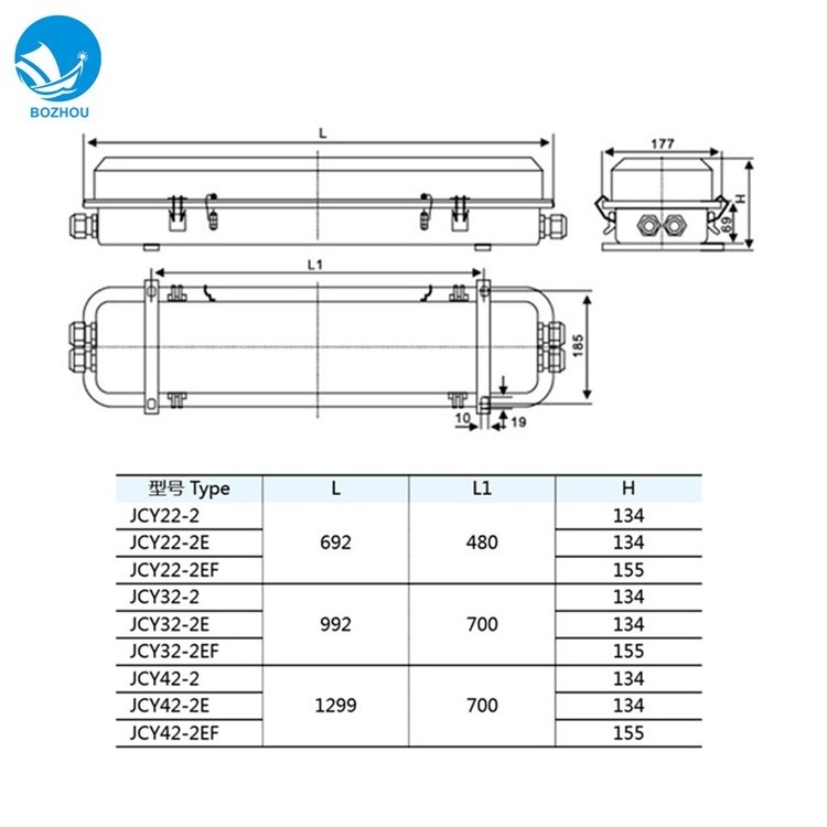 JCY22-2EF 220v 110v watertight steel marine fluorescent pendant light