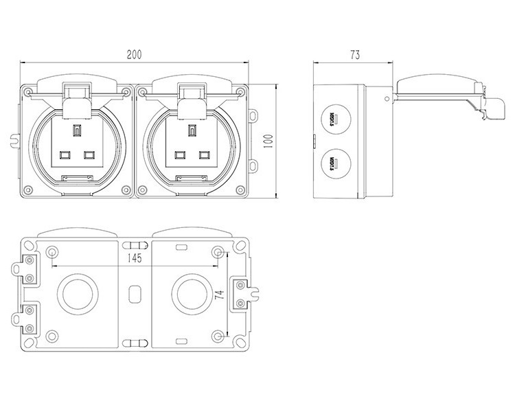 High Quality Waterproof IP66 switch socket  with Waterproof cover for outdoor