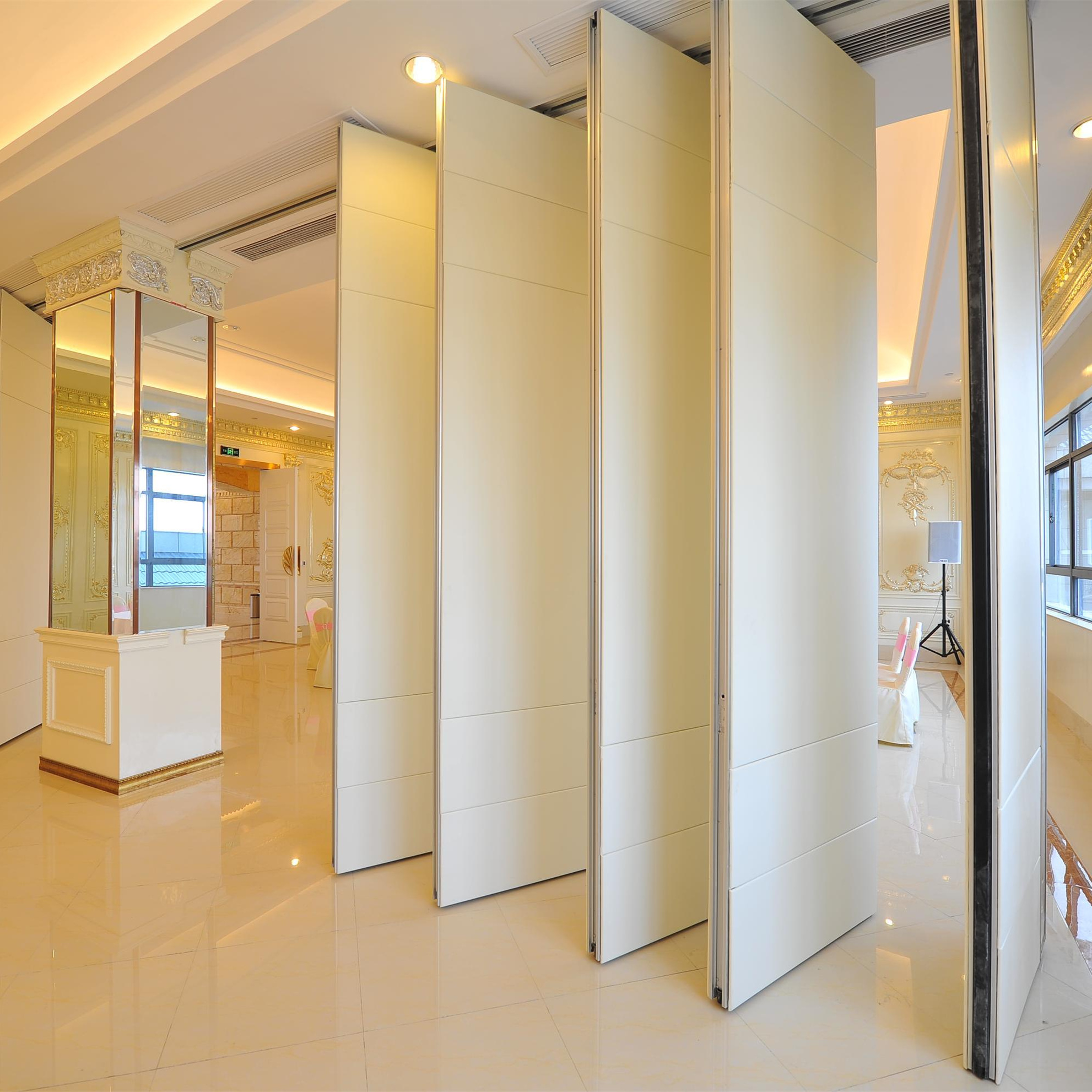 Movable solid wooden soundproof  laminated door foldable wall partition sliding partition