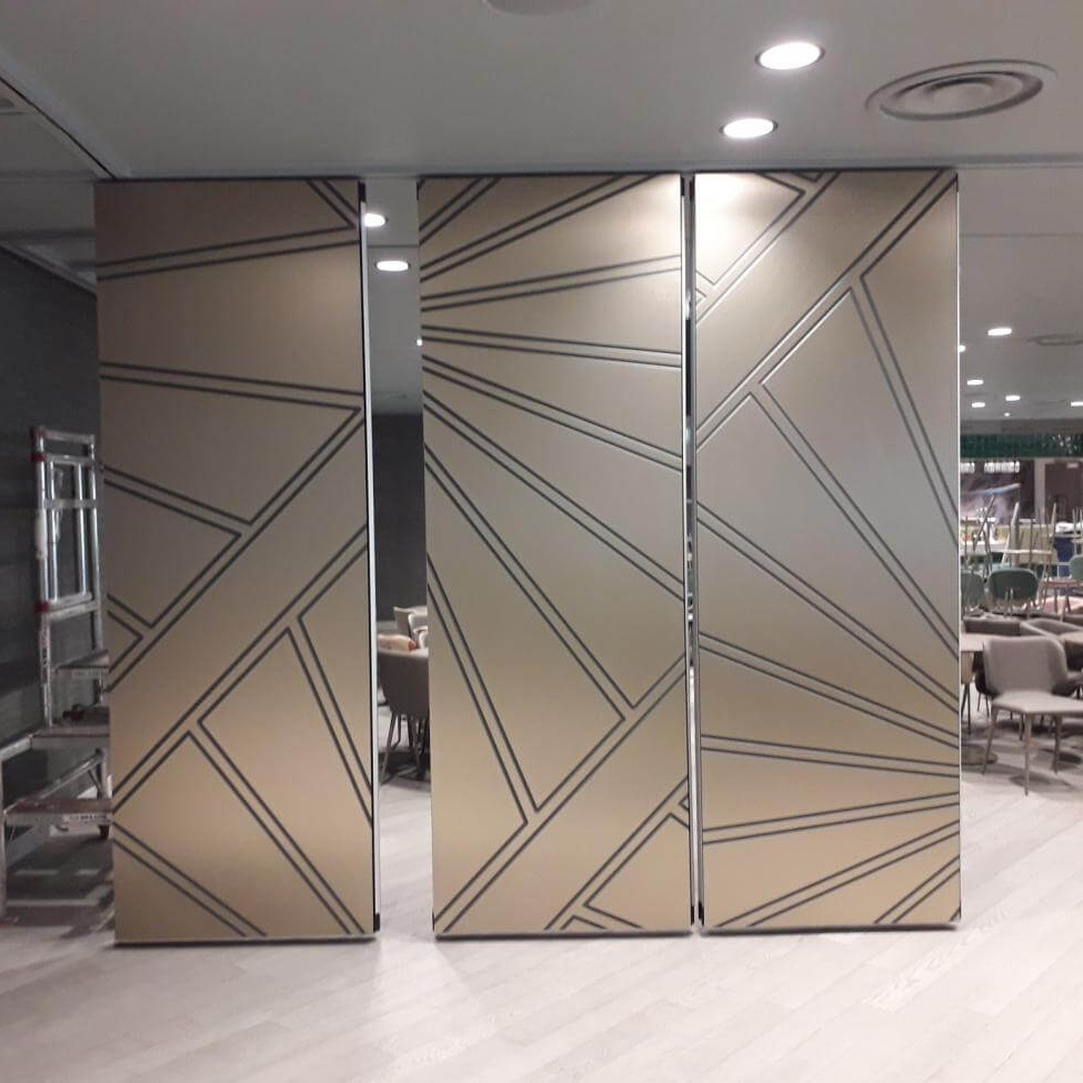 Customized finishes soundproof room divider sliding folding partition operable wall with ceiling track