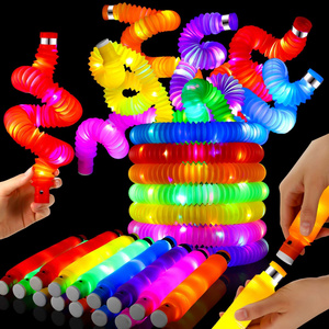 Light up POP Pipe for Kids' Birthday Decoration Party Supplies LED Fidget Tubes Stretch Tubes Dance Disco Party Accessories