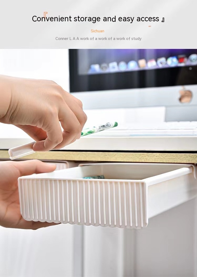 Hidden Under Table Desk Drawer Storage Organizer Under Table Storage Tray Drawer for Kitchen