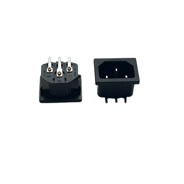 AC Power Socket 90 degree Bending Angle AC14 Male Plug Panel Power Inlet Sockets Connectors AC14 Inlet Power Plug