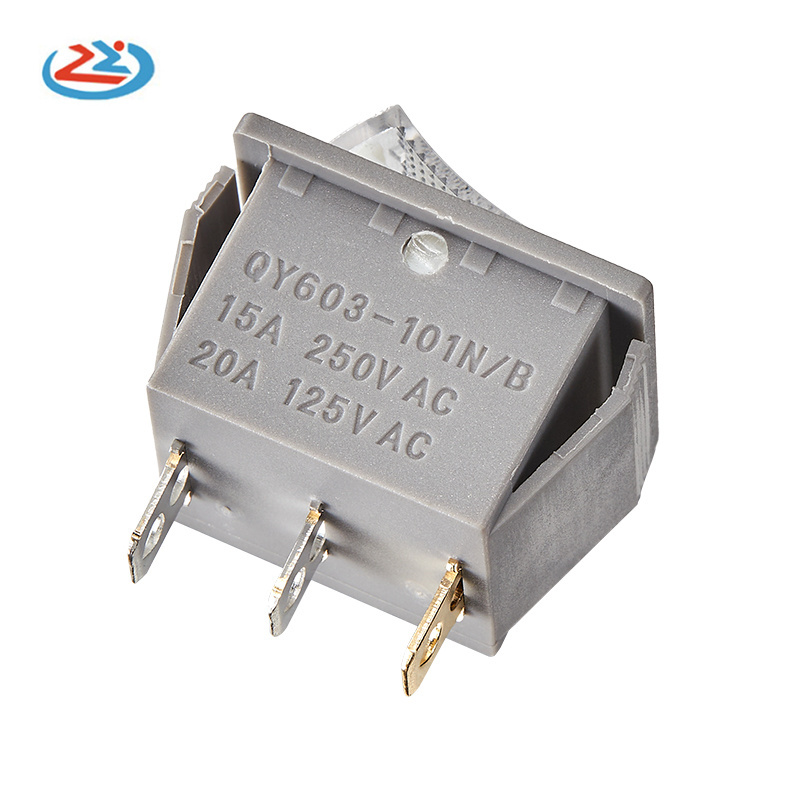 QY603-101 AC 250V/15A 125V/20A LED On/Off SPST 3 Pin Mini Boat Rocker Illuminated Toggle Switch