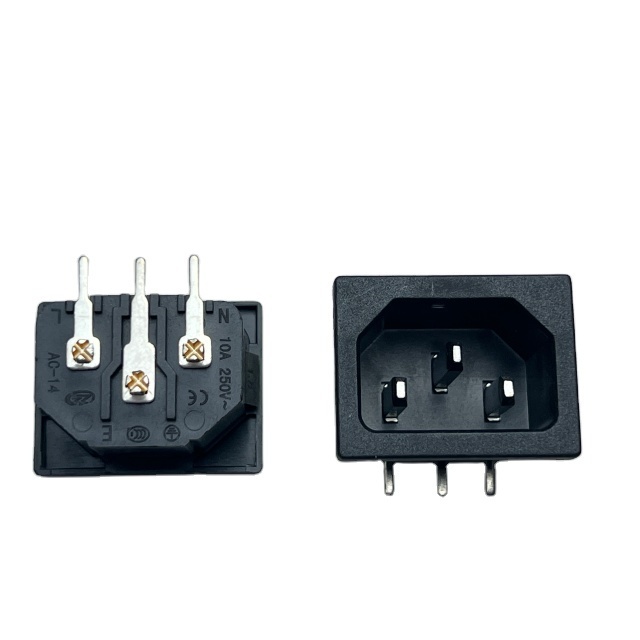 AC Power Socket 90 degree Bending Angle AC14 Male Plug Panel Power Inlet Sockets Connectors AC14 Inlet Power Plug