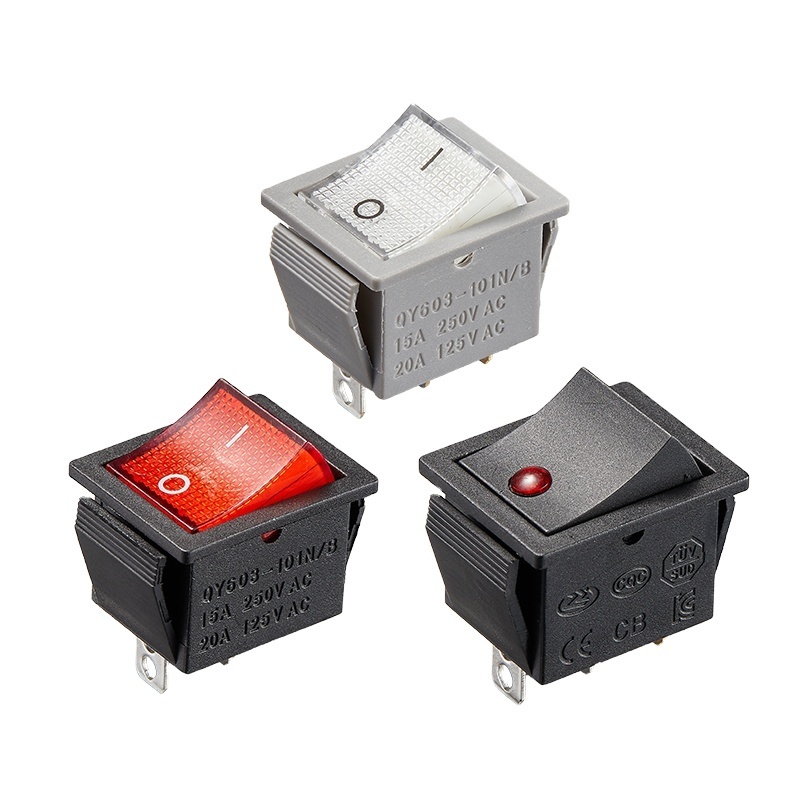 QY603-101 AC 250V/15A 125V/20A LED On/Off SPST 3 Pin Mini Boat Rocker Illuminated Toggle Switch