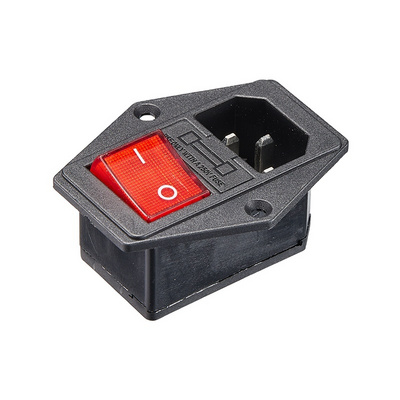 AC Power Socket Switch With Lamp With Fuse Holder With Ear 10A / 250V 10A 250VAC 3 Pin iec320 C14 inlet connector plug