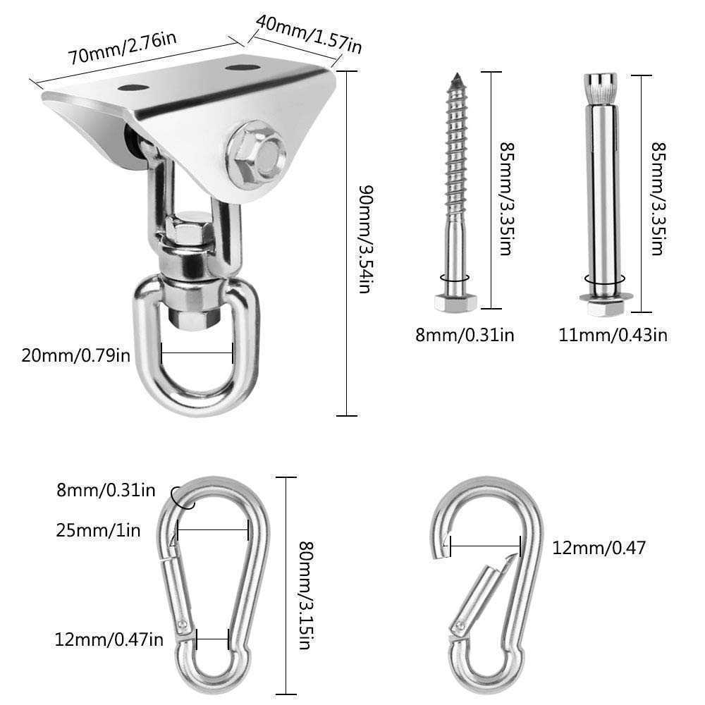 304 stainless steel swing hook Fixed plate Hanging chair hammock accessories 360 rotary fixed hook