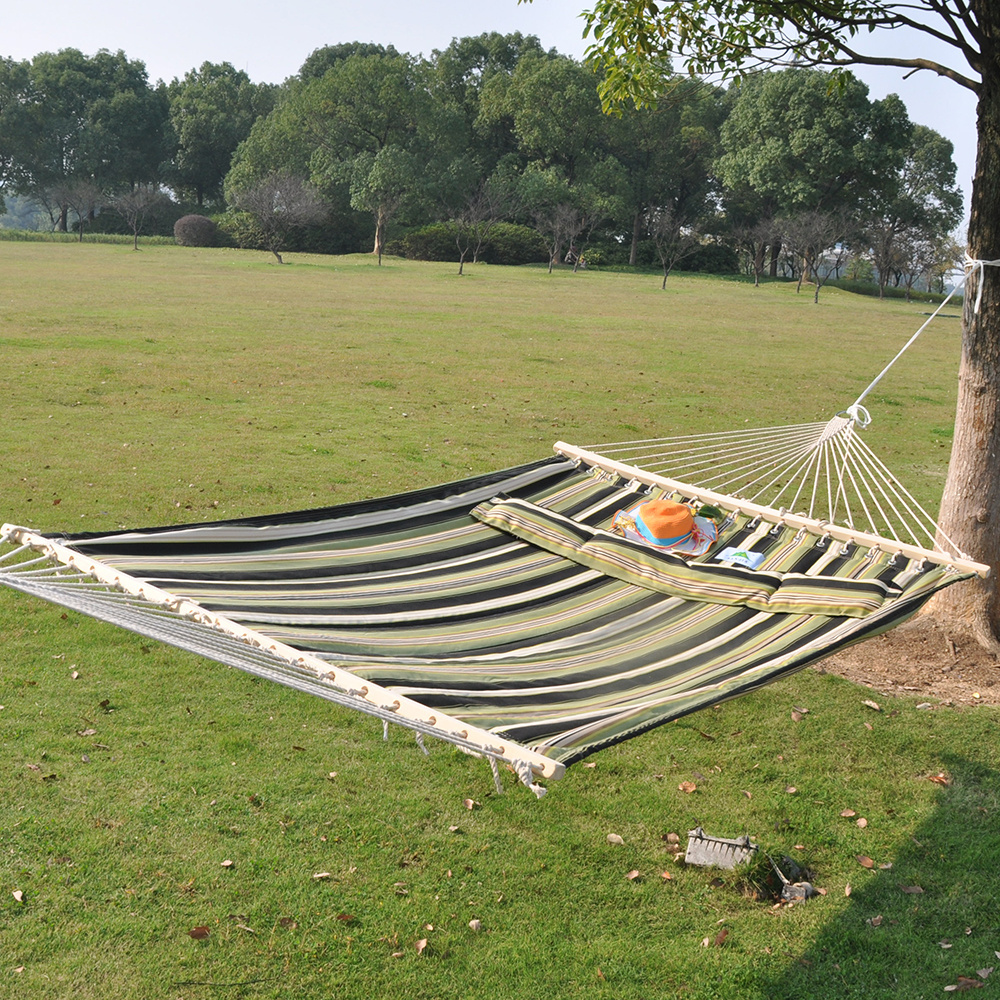 Quilted fabric hammock and removable pillows double hammock is perfect for outdoor outdoor courtyard courtyard beach