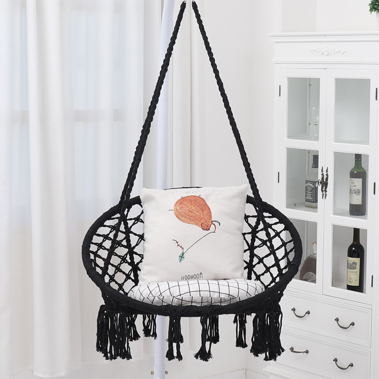 Amazon Hot Sale Customizable Swing Macrame Hanging Chair With Pillow Cushion