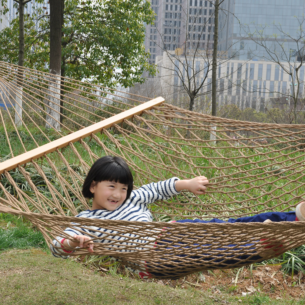 Pirny Outdoor Net Nylon Hammock With Wood Garden Swing Cotton Small Wholesale Corrosion Resistance Hammock