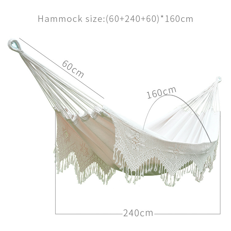 Hot Sale Fringed Beach Hammock Outdoor Leisure Bohemian Style Heavy Duty Hanging Hammock With Tassel