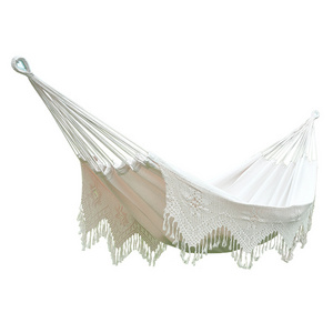 Hot Sale Fringed Beach Hammock Outdoor Leisure Bohemian Style Heavy Duty Hanging Hammock With Tassel