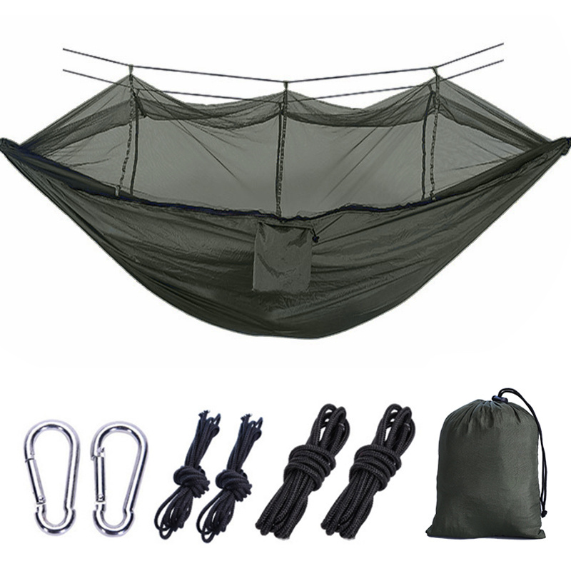 Outdoor Portable 2 Person Nylon Camping Parachute Hanging Swing Hammock With Mosquito Net