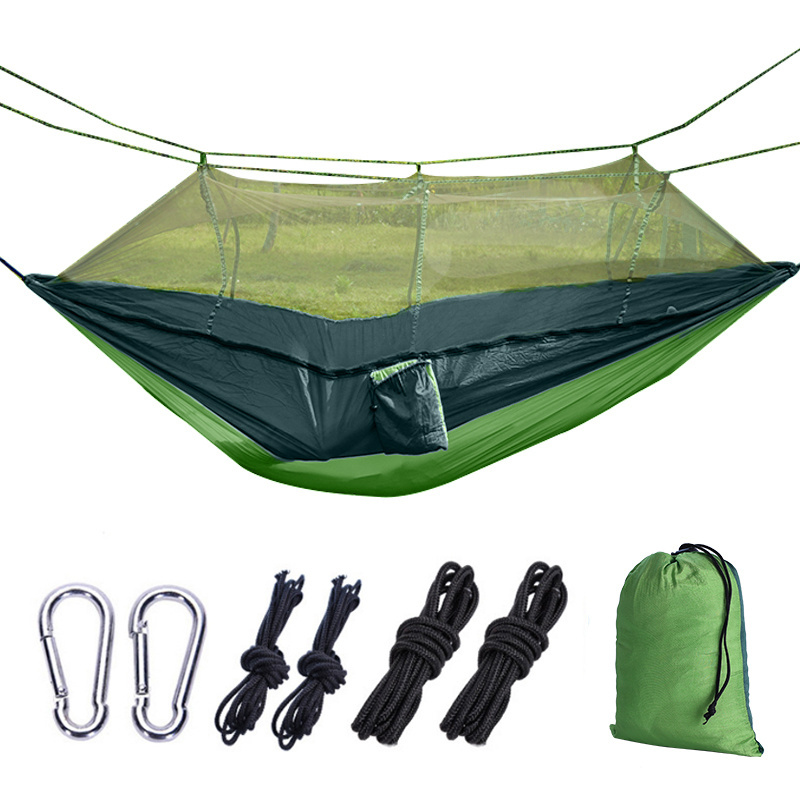 Outdoor Portable 2 Person Nylon Camping Parachute Hanging Swing Hammock With Mosquito Net