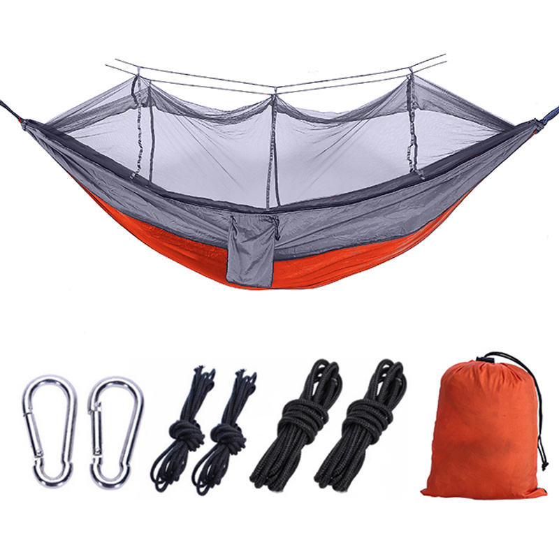 Outdoor Windproof Portable Nylon Camping 260*140cm Hammock Camouflage Covered Hammocks With Mosquito Netting