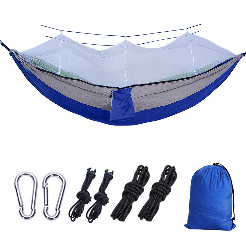 Outdoor Windproof Portable Nylon Camping 260*140cm Hammock Camouflage Covered Hammocks With Mosquito Netting